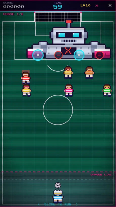 Stage 10, GOALBOT-X, a pixel robot goalkeeper