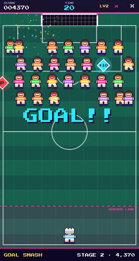 A captured goal moment with the GOAL!! banner and the stage and score underneath